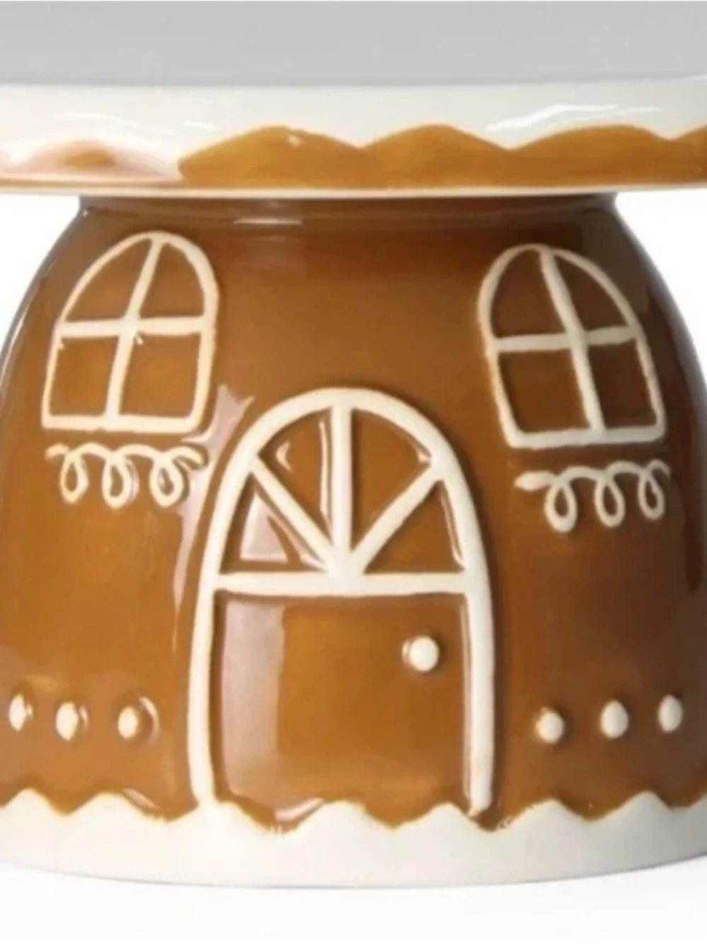 Target Ceramic Gingerbread House Pedestal Cake Stand - White & Brown